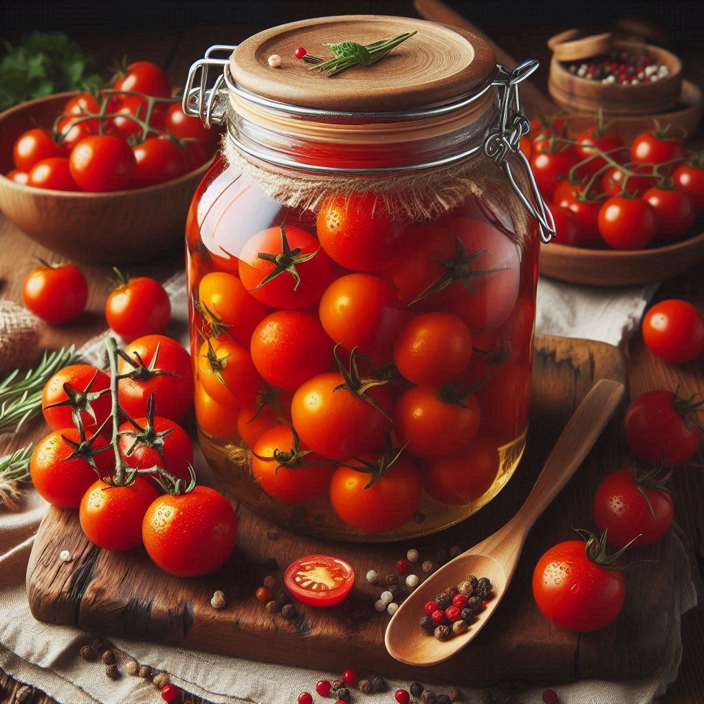 ganze Cherrytomaten eingekocht in einem Weckglas