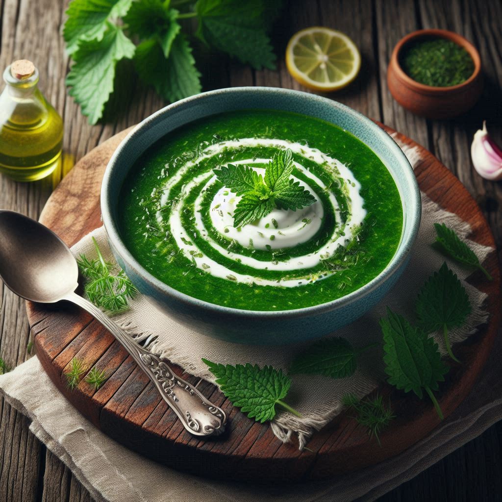 Brennessel Suppe mit Sahne